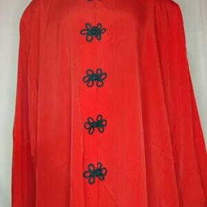 Red Vintage Tunic with Black Knot Buttons